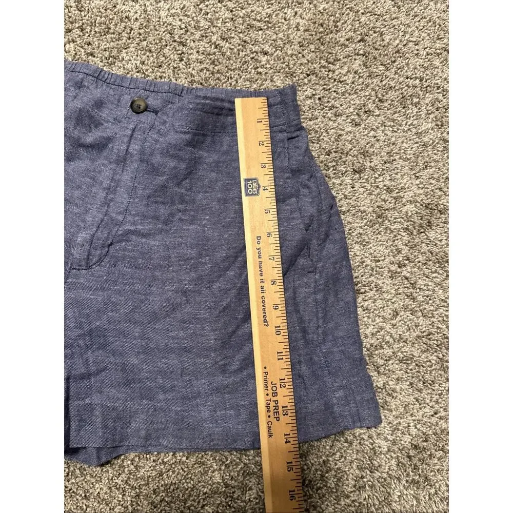 Banana Republic Womens Navy Blue Linen Blend High Rise Shorts M Elastic Back